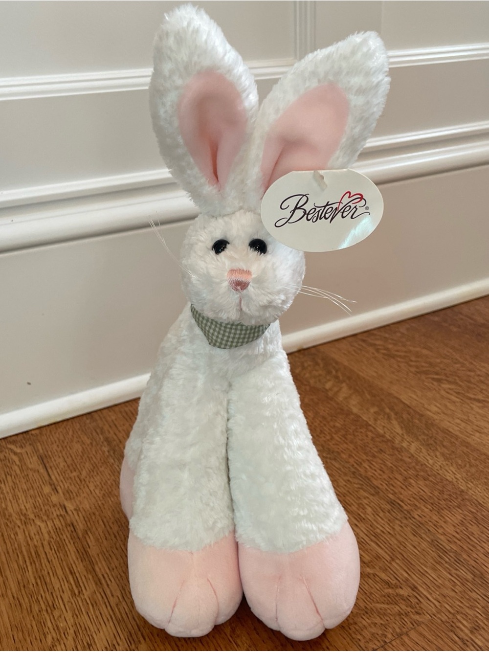 NWT Vtg. Bestever Funny Feet White Rabbit Bunny 12” Stuffed Animal Plush Retired